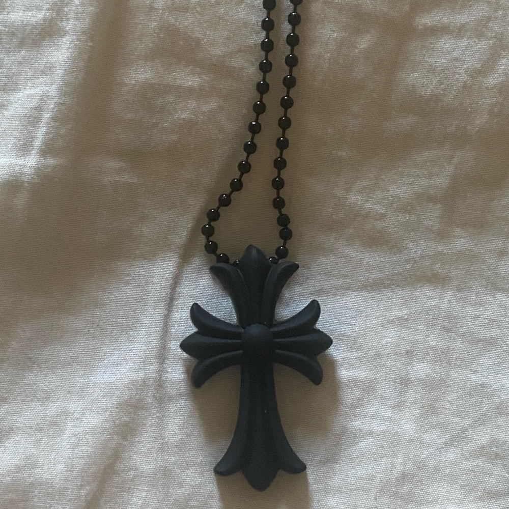 Chrome Hearts Silicon Black Cross Pendant Necklace